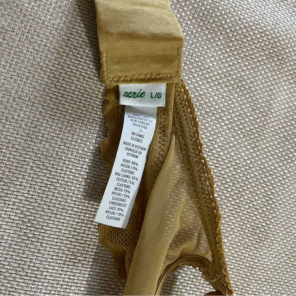 Aerie Yellow Lace Bralette with Adjustable Straps Wireless Bra Triangle Bra Boho - Picture 3 of 7